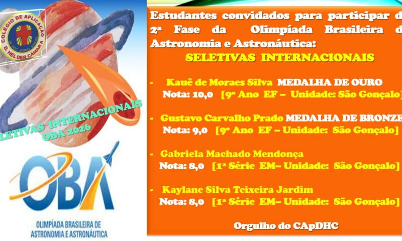 2° Fase da Olimpíada Brasileira de Astronomia e Astronáutica: Seletivas Internacionais.